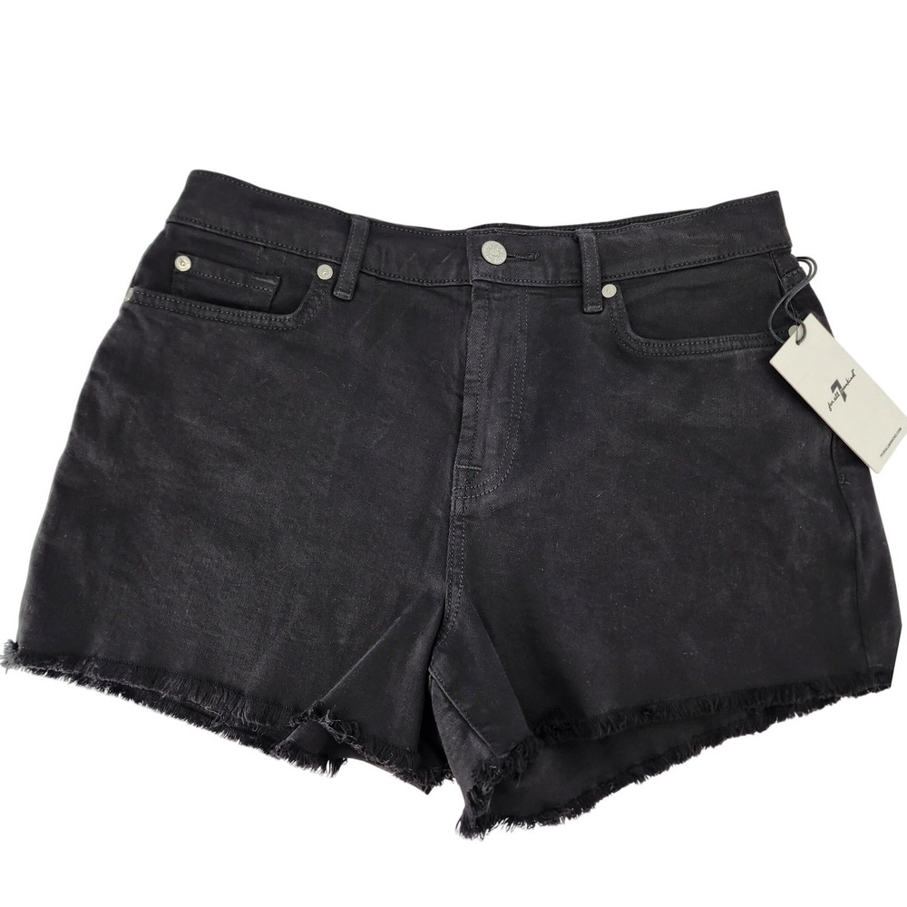7 For All Mankind High Waisted Frayed Hem Shorts 29 Denim NWT Y2K‎ Casual